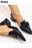2023 Women's Single Shoes Low Thick Heel Pointed Sandals Handmade Women's Shoes Spring Autumn Plus Size Loafers