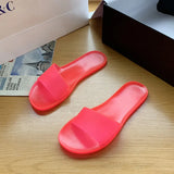 New Large Size Plastic Women's Shoes Flat Solid Color Fashion Round Toe Open Toe Comfortable Sandals and Slippers