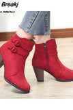 Boots Women 2023 Ankle Boots for Women High Heel Autumn Shoes Women Fashion Zipper Boots Size 43 Botas