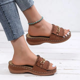 Women Wedge Sandals 2023 Summer Roman Style Open Toe Women's Sandals Vintage Non Slip Leather Casual Beach Shoes Zapatos