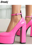 Pumps Chunky Heel Ankle Strap Shoes 2023 Spring Summer Fashion Sexy Mary Janes Wedding Shoes Pumps Big Size