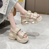 Breakj Celebrity Ins Tidal Platform Platform Sandals Female Summer 2023 New Korean Version Of A Word Button Dew Toe Sports