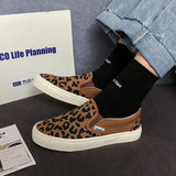 Women Sneakers Leopard Canvas Lace Up Ladies Flats Outdoor Running Walking Shoes Comfortable Breathable Female