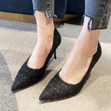 Cloth Pointed Toe Pumps Ladies Elegant Thin High Heels Office Shoes Women Brand Designer Slip On Stiletto Heel Party