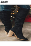 Women's High Boots 2023 Fashion Side Zipper Riding Boots Women High Heel Shoes Size 43 Women Over The Knee Boots Botas De