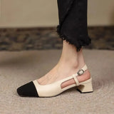 New Colorblock Splicing Shallow Mouth Fashionable and Simple Style Outwear Women's Sandals High Heel Single Shoes