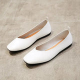 Girls Doudou Shoes Summer New Square Toe Black PU Material Flat Shoes Shallow Soft Sole Casual