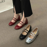 for Women 2023 Hot Sale Mary Janes Women's High Heels Fashion Belt Buckle Daily Pumps Women Retro Square Toe High