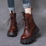 Gothic Combat Boots Women Brown Black Platform Boots Female Lace Up Chunky Ankle Motorcycle Boots 2021 New Retro