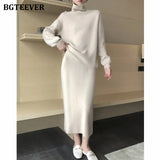 Autumn Winter Ladies 2 Pieces Sweater Set Women Turtleneck Pullover Jumpers & Elastic Mid-length Pencil Knitted