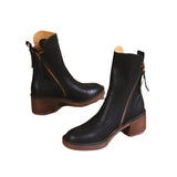 Style Mid Tube Side Zippered Martin Boots, New Autumn 2024 Thick Heeled Women's Boots Zapatos De