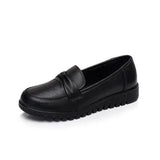 BEYARNEWomen shoes Spring soft soled mother black single shoes leather non-slip casual comfortable middle-aged ladies flat