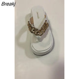 New Summer Fashion Chain Flip-flops Sandal Shoes Woman Flat Platform Casual Comfortable Outdoor Sports Beach