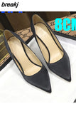 6CM 8CM Fashion New Thin High Heels Shiny Satin Pointed Toe Shallow Mouth Plus Size Wedding Shoes for