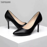 Single Shoes Simple Comfort Work Shoes Black High Heels Formal Wear Leather Shoes Sexy Small Size Women's Shoes
