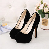 Women Pumps Fashion Flock Womens Sandals 14cm Platform Wedding Pumps Casual Thin Heels Womens