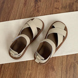 Bun Head Roman Sandals for Women Soft Soled Summer One-line Casual Beach Shoes for