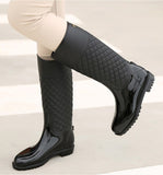 Fashion Women's Rain Shoes Autumn Winter High Tube Water Shoes Diamond Lattice Rain Boots Thermal Rubber Shoes