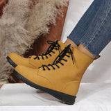 Autumn New Women's Boots Solid Soft Leather Ankle Boots Ladies Round Toe High Top Casual Shoes Plus Size35-43 Flat
