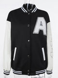 Cotton Women Pocket Jacket Patchwork Baseball Long Sleeve Button Letter embroidery Harajuku Fashion Autumn Jacket