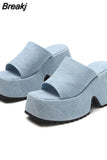 Heeled Platform Sandals For Women Summer 2023 Ankle Buckle Square Toe Sandals Simply Causal Open Toe Sandals Slipper