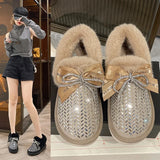 and Boots Women's New Style 2022 Winter Shoes Round Head Fashion Versatile Temperament Women's Boots Bow