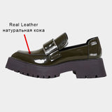 Size 35-39 Real Leather Flats Shoes For Women Fashion Platform Shoes Jk Chunky Loafers Office Lady Pumps Fashion