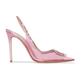 2022 Modern Sandals Party Blingbling Back Strap Pointed Toe Sexy Sandals Fashion Thin Heels 8.5cm High