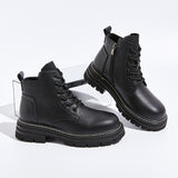 Platform Shoes Women's Short Leather Boots 2023 Autumn Luxury Ankle Boots Female Chunky Botins Free Shipping Large