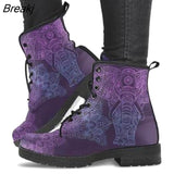 Skeleton Women Snow Ankle Boots Motorcycle Skull Pansy Low Heels Shoes Vintage Pu Leather Warm Winter Increase The