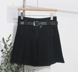 Spring And Summer Women's Retro Modern Hit Color Clear Line Pressure Skirt Anti-Light Short Skirt With Belt
