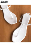 New Summer Fashion Ladies Sandals Solid Square Toe Ankle Strap Buckle Simple Flat Women Pinched Toes Shoes Large size