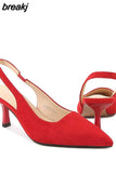 6CM Large Size 44-45 Women Shoes Baotou Sandals Pumps New Summer Pointed Suede High-heeled Thin Heel Bridal Wedding