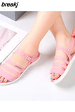 Summer Women Fashion Jelly Sandals Low Heel Peep Toe Shallow Slides Casual Beach Outdoor Female Ladies Slipper