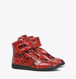 Top Hook Mens Shoes White Red Blue Leather Lace-up Leisure Flat Shoes For Men Rubber Sole Cusual Sneakers