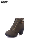 Size 35-43 Winter Casual Women Pumps Warm Ankle Boots Waterproof High Heels Snow 2023 Shoes Botas Patent Botas