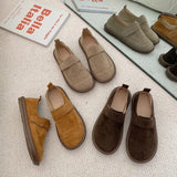 Woman Shoes Female Footwear Casual Sneaker Shallow Mouth Round Toe New Dress Moccasin Basic Lace-Up Flock Leisure Rubber