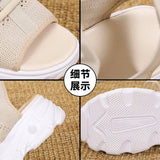new summer comfortable and casual round toe woven mid-heel wedge sandals for
