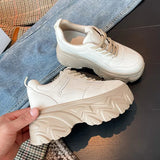 Size 33-40 Women Sneakers Lace Up 2023 Fashion Platform High Heels Shoes Woman Spring Solid Casual Daily Lady