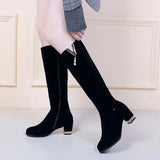 Breakj 2024 Diamond Beaded Metal Chain Lady Fashion Velvet Face Tip Thick And High-Hee Cotton