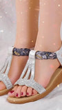 Sandals Women's 2024 Summer Korean Version Of The New Flat-Bottomed Water Drill Sandals Pregnant Shoes Student Shoes