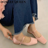 New Spring Summer Shoes Women Flat Heels Square Toe Mary Jane Ballet Flats Rainbow Candy Color Ballerina Soft Casual