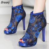 new Summer Peep Toe Ankle Sandals Boots Thin High Heels Women's Mesh Hollow Pumps Lady Gladiators Shoes Sexy