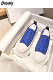 New Autumn Sports Female Heightening Vulcanized Shoes Thick-soled Tennis Platform Canvas White Sneakers Women Luxury
