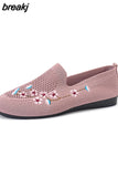 Mesh Flat Shoes Ladies Lightweight Sneakers Autumn Chinese Style Embroidered Flat Shoes Breathable Outdoor Walking