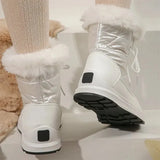 Down Waterproof Winter Boots Women Non-Slip Thick Plush Snow Boots Woman Faux Fur Keep Warm Lace Up Ankle Botas Cotton