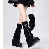 Breakj Leg Set Thin Drawstring Pile Socks Crucifix Design Boots Horn Socks Tide