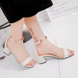 String Bead Summer Women Sandals Open Toe shoes Women's Sandles Square heel Women Shoes Korean Style Gladiator Shoes
