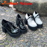 Thick High Heeled Mary Jean Pumps 2023 Spring Summer Ankle Lace Up Women Pumps Round Toe Solid Color Comfy Walk