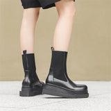 Breakj Spring And Autumn New Fashion Versatile Men's Martin Boots Black High Top Leather Shoes Fashion Short Boots